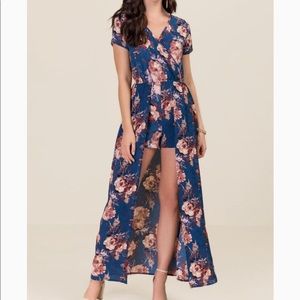 Francesca’s Jade Floral Maxi Romper